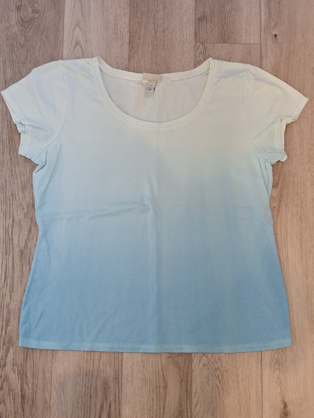 Women's Ombre Scoop Neck Tee - Pale Blue Gradient